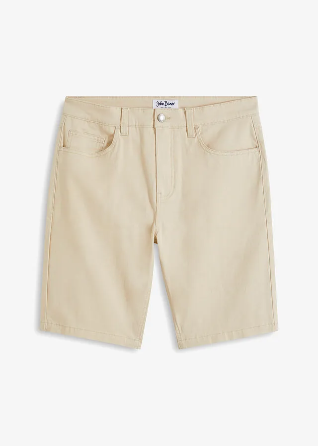 Bermudas elásticas vaqueras, classic fit Beige