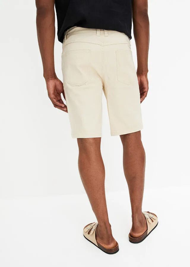Bermudas elásticas vaqueras, classic fit Beige