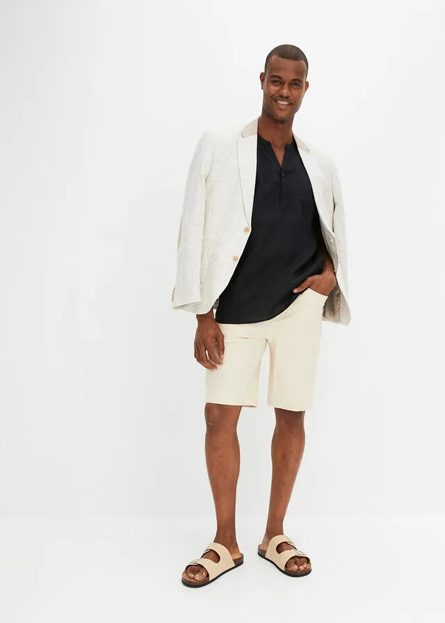 Bermudas elásticas vaqueras, classic fit Beige