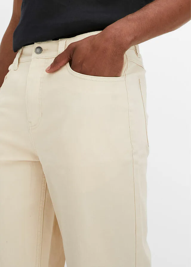 Bermudas elásticas vaqueras, classic fit Beige