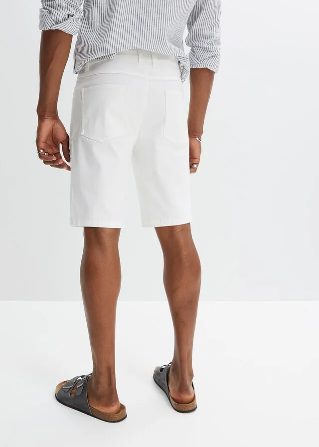 Bermudas elásticas vaqueras, classic fit Blanco