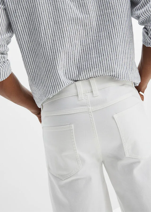 Bermudas elásticas vaqueras, classic fit Blanco