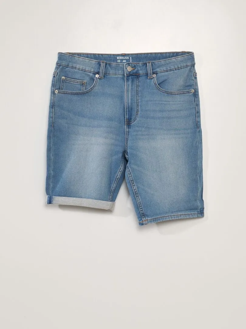 BERMUDAS SLIM VAQUERAS CON 5 BOLSILLOS  AZUL