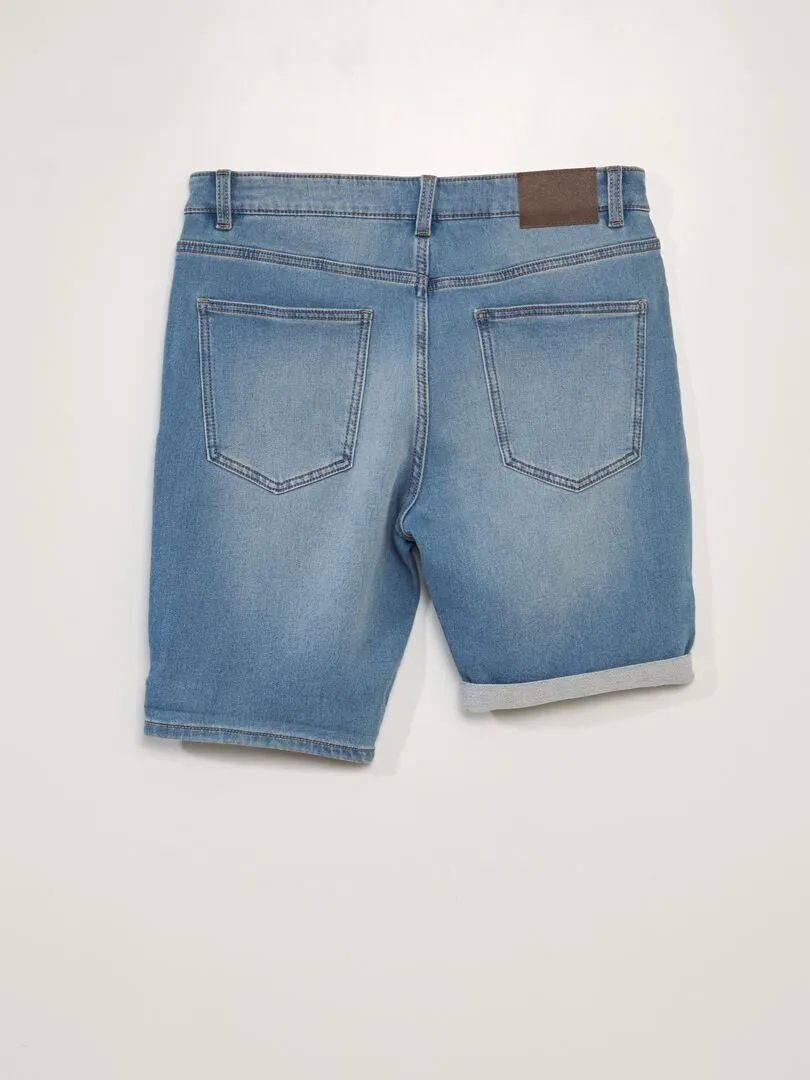 BERMUDAS SLIM VAQUERAS CON 5 BOLSILLOS  AZUL