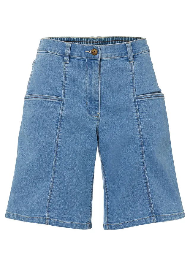 Bermudas vaqueras con bolsillos enormes y cintura cómoda azul claro denim