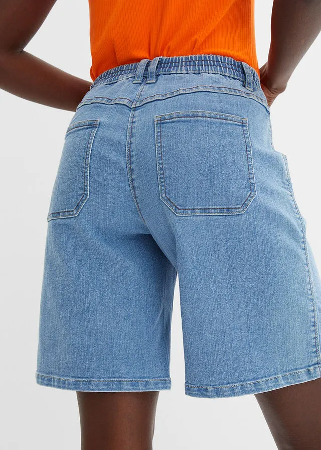 Bermudas vaqueras con bolsillos enormes y cintura cómoda azul claro denim