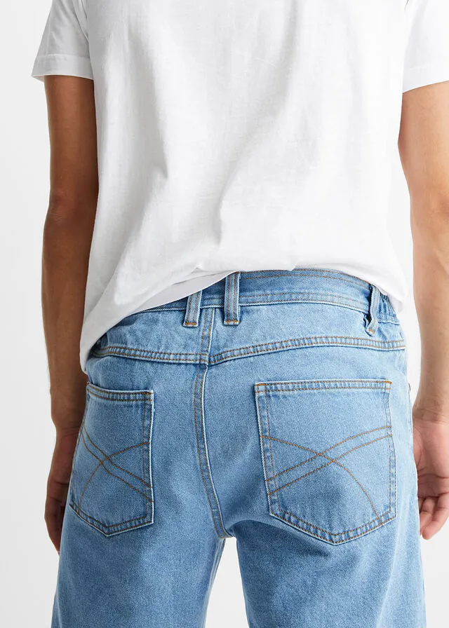 Bermudas vaqueras con cinturilla elástica lateral de corte clásico azul claro denim