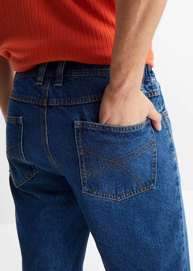 Bermudas vaqueras con cinturilla elástica lateral de corte clásico azul denim