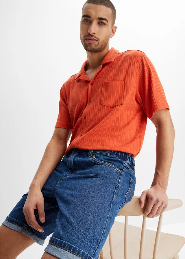Bermudas vaqueras con cinturilla elástica lateral de corte clásico azul denim
