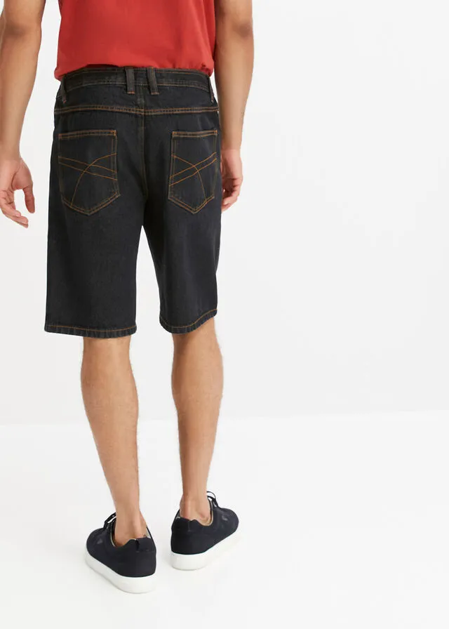Bermudas vaqueras con cinturilla elástica lateral de corte clásico denim negro