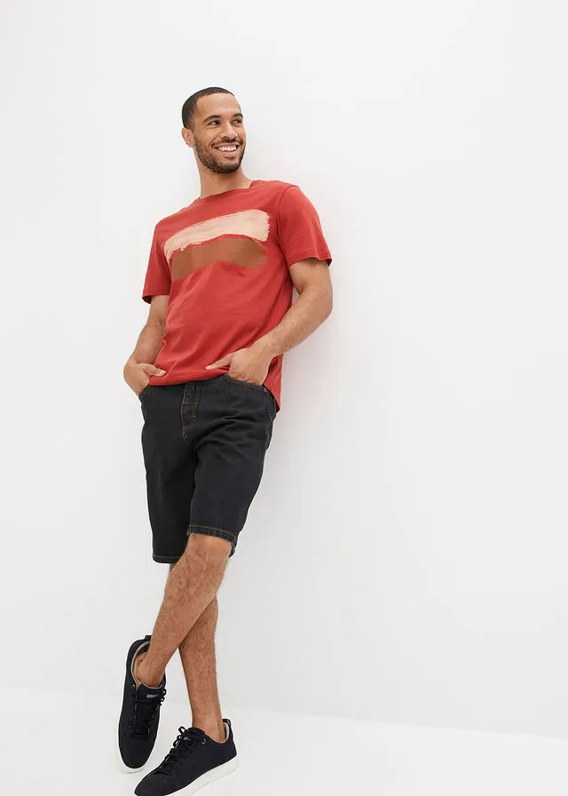 Bermudas vaqueras con cinturilla elástica lateral de corte clásico denim negro