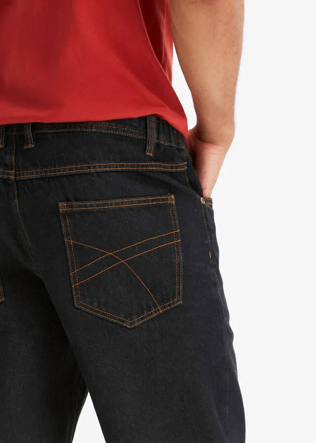 Bermudas vaqueras con cinturilla elástica lateral de corte clásico denim negro