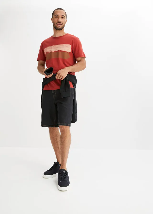 Bermudas vaqueras con cinturilla elástica lateral de corte clásico denim negro