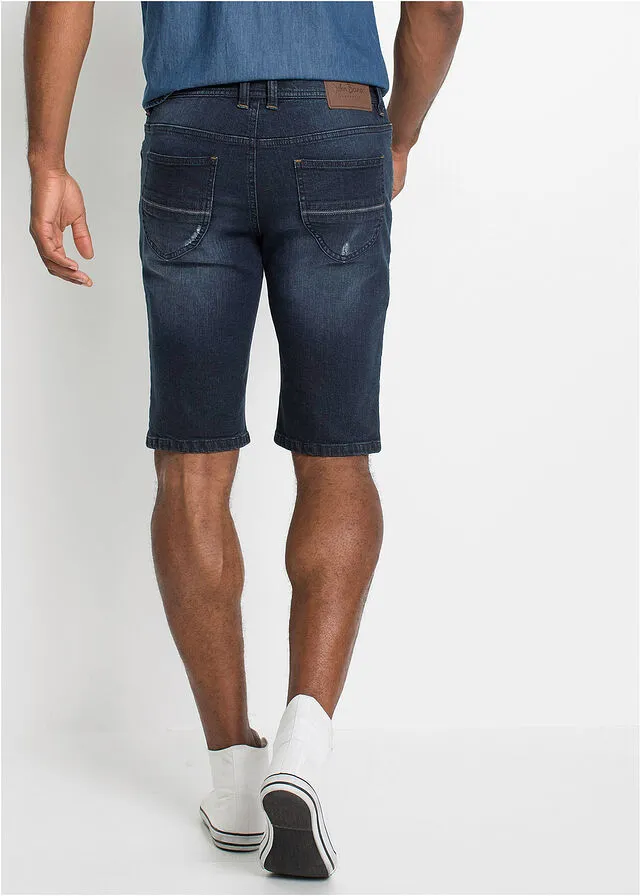 Bermudas vaqueras de tejido elástico, corte slim Azul oscuro