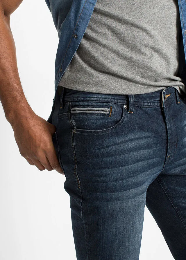 Bermudas vaqueras de tejido elástico, corte slim Azul oscuro