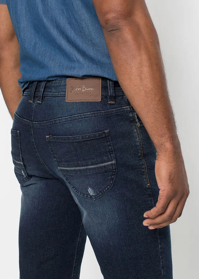 Bermudas vaqueras de tejido elástico, corte slim Azul oscuro