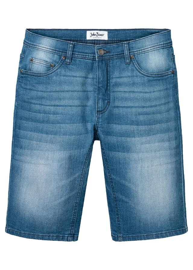 Bermudas vaqueras elásticas con entrepierna reforzada, corte regular Denim medio