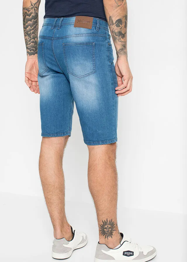 Bermudas vaqueras elásticas con entrepierna reforzada, corte regular Denim medio
