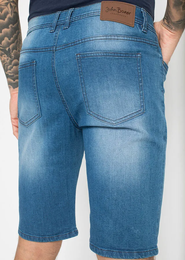 Bermudas vaqueras elásticas con entrepierna reforzada, corte regular Denim medio