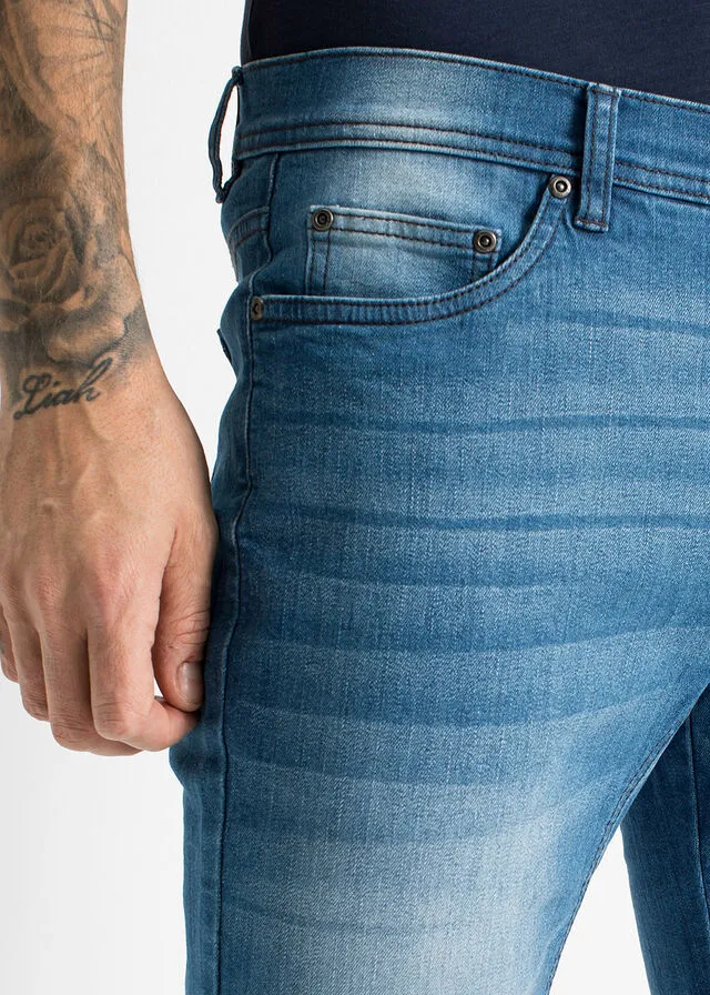 Bermudas vaqueras elásticas con entrepierna reforzada, corte regular Denim medio