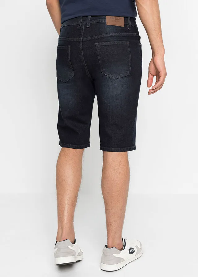 Bermudas vaqueras elásticas con entrepierna reforzada, corte regular denim oscuro