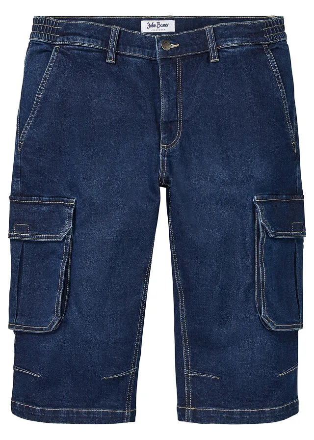 Bermudas vaqueras elásticas de corte cómodo y regular Azul piedra