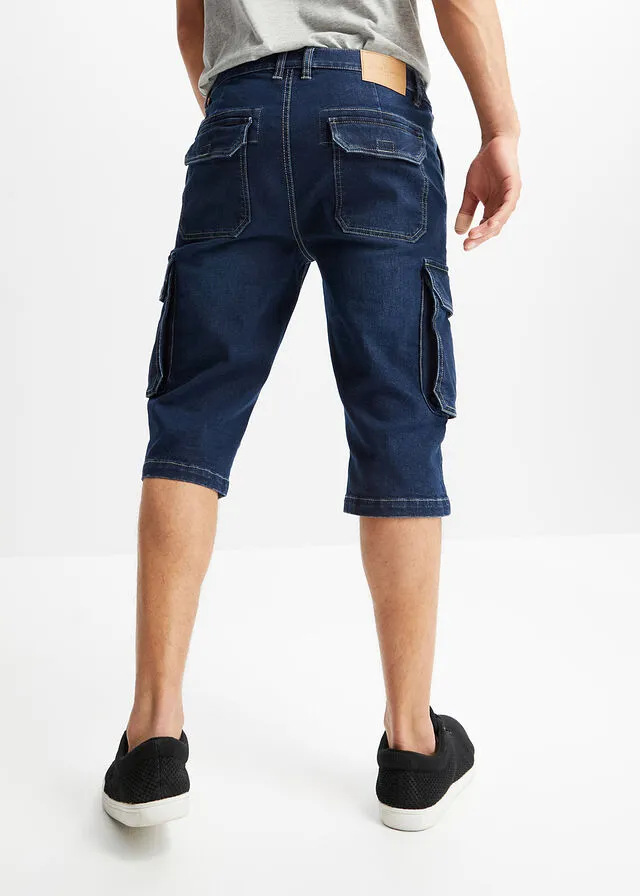 Bermudas vaqueras elásticas de corte cómodo y regular Azul piedra