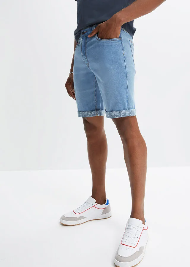 Bermudas vaqueras elásticas de corte regular Denim claro