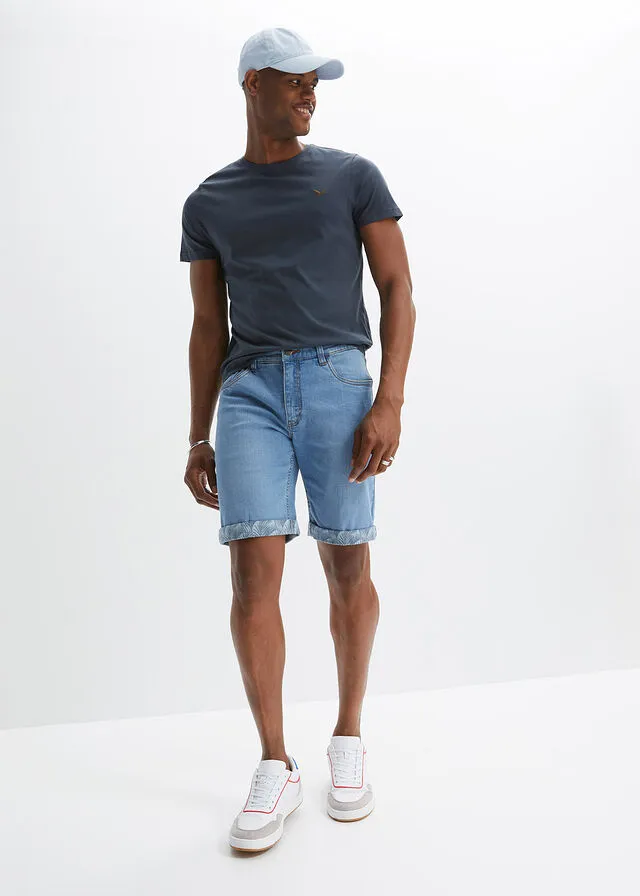 Bermudas vaqueras elásticas de corte regular Denim claro