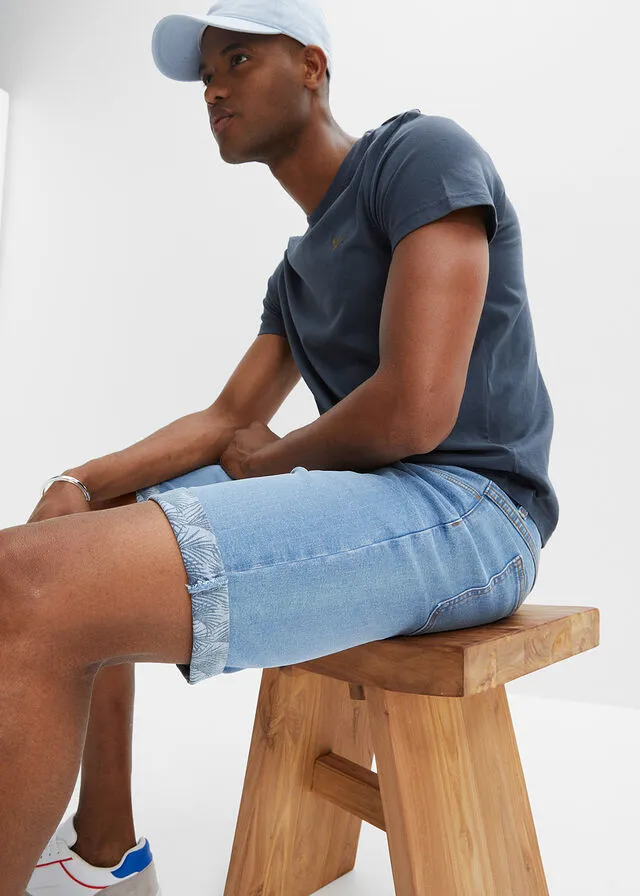 Bermudas vaqueras elásticas de corte regular Denim claro
