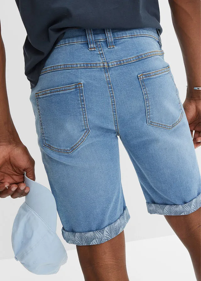 Bermudas vaqueras elásticas de corte regular Denim claro