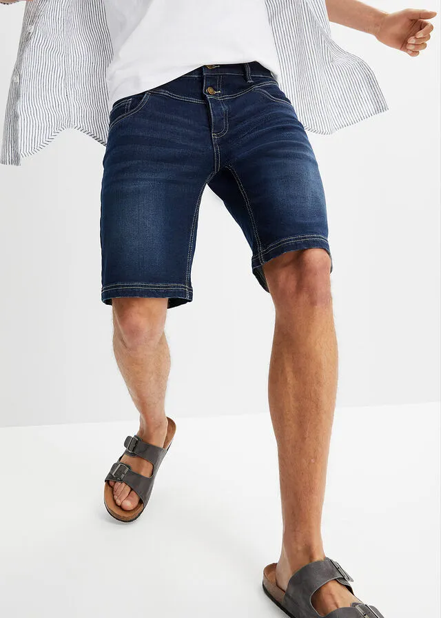 Bermudas vaqueras elásticas de corte regular Denim
