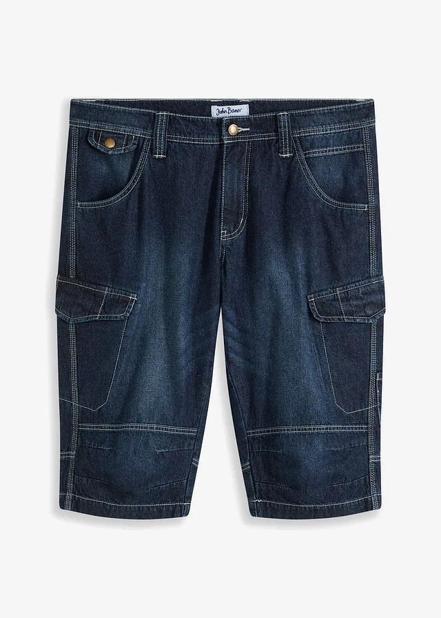 Bermudas vaqueras largas, loose fit Azul oscuro denim
