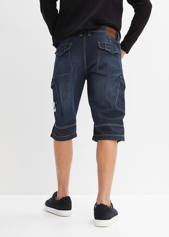 Bermudas vaqueras largas, loose fit Azul oscuro denim