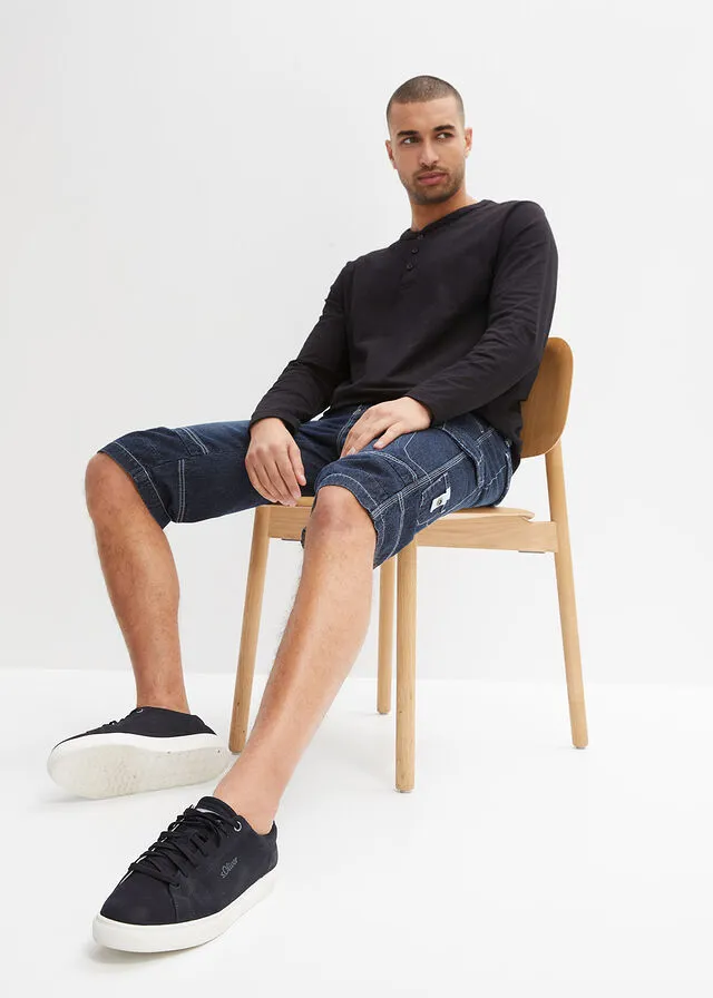 Bermudas vaqueras largas, loose fit Azul oscuro denim