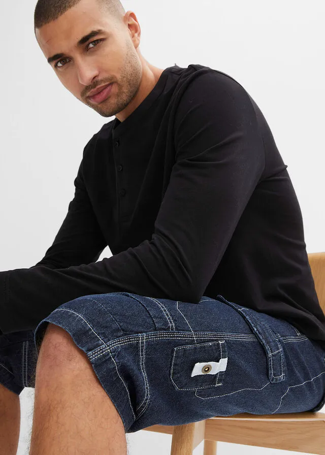 Bermudas vaqueras largas, loose fit Azul oscuro denim