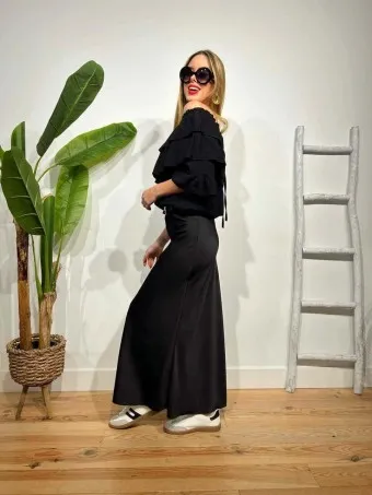 Blusa Bardot Volantes MALLESA Negro