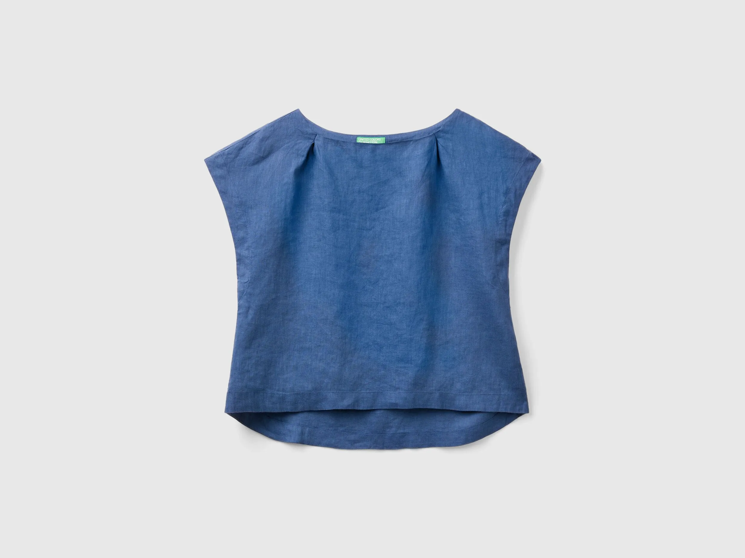 Blusa de lino puro con cuello cuadrado