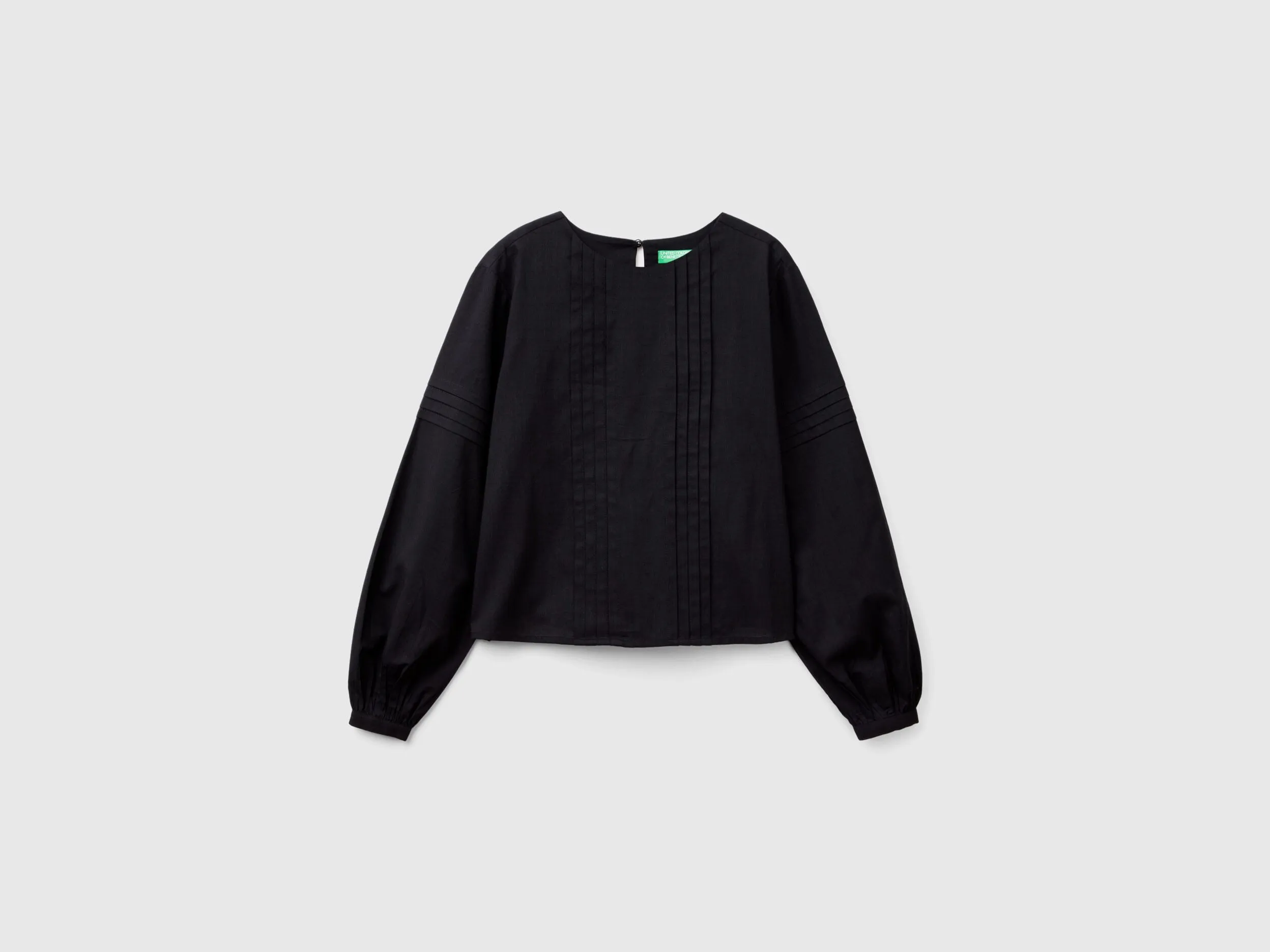 Blusa de pliegues de viscosa mixta