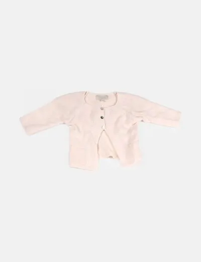 Bonnet a pompon Chaqueta punto rosa manga larga
