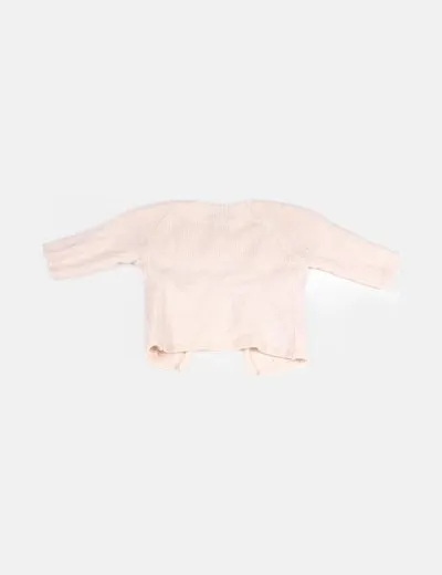 Bonnet a pompon Chaqueta punto rosa manga larga