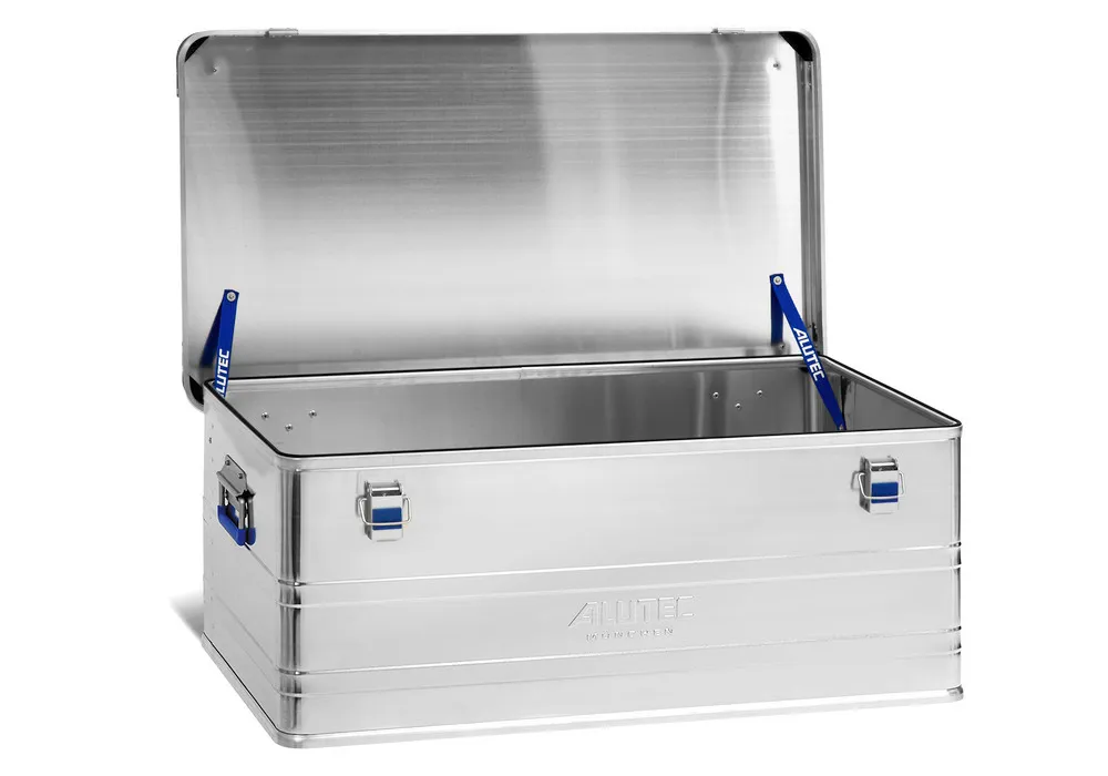 Caja de aluminio Industry, con esquinas para apilado, volumen de 140 litros