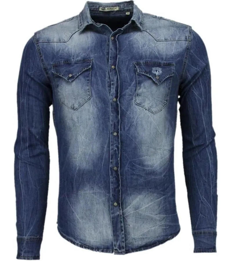 CAMISAS VAQUERAS – SLIMFIT MANGA LARGA CABALLERO  BASICO DENIM  AZUL