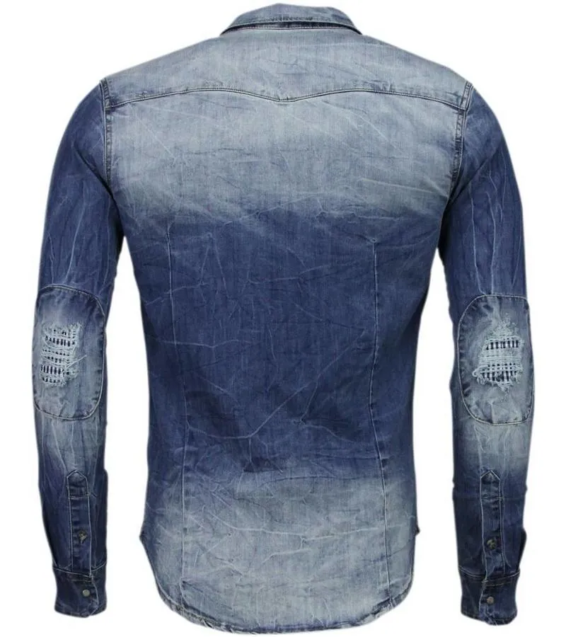 CAMISAS VAQUERAS – SLIMFIT MANGA LARGA CABALLERO  BASICO DENIM  AZUL