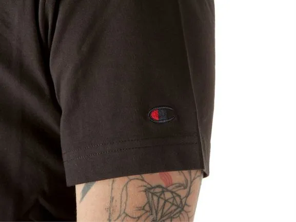 CAMISETA MANGA CORTA CHAMPION HOMBRE CUELLO REDONDO SATIN SCRIPT LOGO CREW NECK TSHIRT REF. 212946 NEGRA