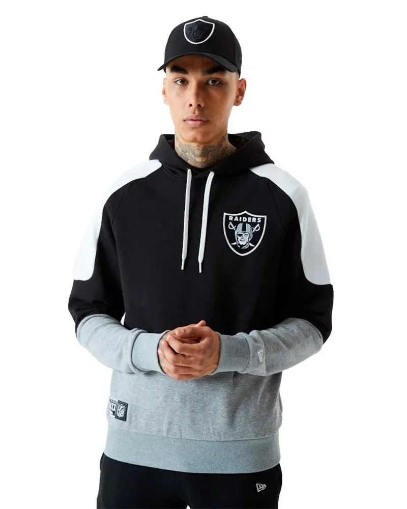 Camiseta new era negra raiders contrast panel hoddie lasrai
