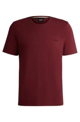 Camiseta regular fit en algodón elástico con logo bordado