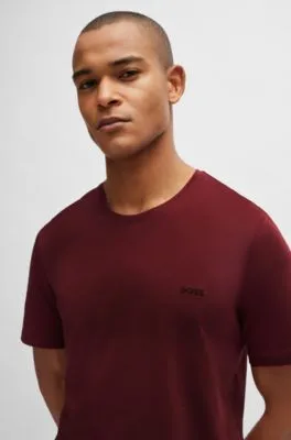 Camiseta regular fit en algodón elástico con logo bordado