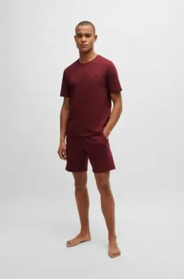 Camiseta regular fit en algodón elástico con logo bordado