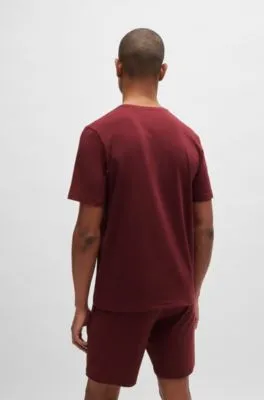 Camiseta regular fit en algodón elástico con logo bordado
